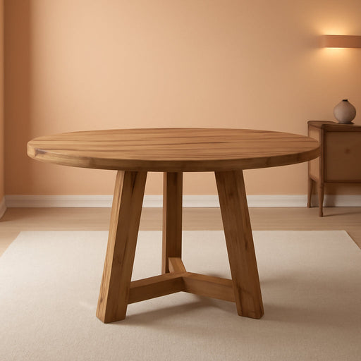 47.3" Solid Wood Dining Table for 4-6, round Wood Kitchen Table | Farmhouse Kitchen & Dining Room Table, Sturdy and Stable, Circle Dinner Table with Wood Legs, Easy Assembly, Rustic Brown