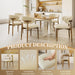 Wooden Dining Chairs Set of 6,Farmhouse Kitchen Chairs with Curved Back,Modern Fabric Upholstered Chairs for Dining Room,Beige
