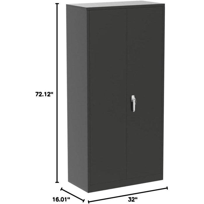 Black Storage Cabinet with Lock & Shelves