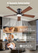 52Inch Ceiling Fan with Lights and Remotes, Modern Smart Flush Mount Ceiling Fans,Dc Reversible Motor, 3CCT Dimmable,Noiseless,Dual Finish, Brown 6 Speeds Ceiling Fan for Indoor/Outdoor