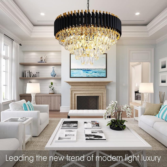 Gold K9 Crystal Chandelier 24 Inch PendantLighting