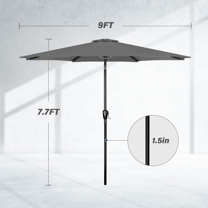 9' Patio Umbrella Outdoor Table Market Yard Umbrella with Push Button Tilt/Crank