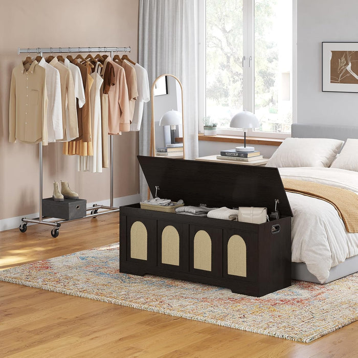 Espresso Natural 47.2-Inch Storage Chest Bench Flip-Top