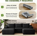 Black 96-Inch U-Shape Contemporary Modular Sectional Sofa