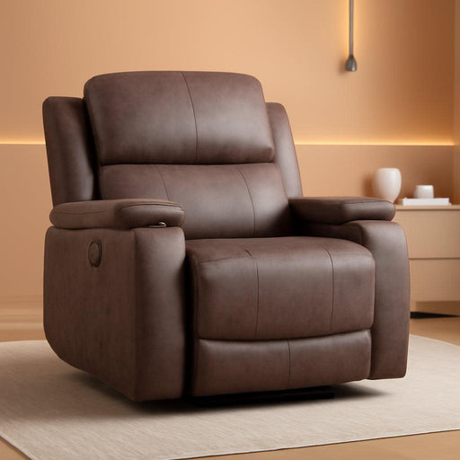 Leather Recliner Chair, Manual Recliner Chair for Adults with Overstuffed Arms and Back, Single Sofa Recliner with Cup Holders for Living Room (1, Grey)