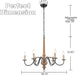 Six Lights French Country Rustic Wooden Chandelier