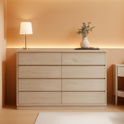 Oak Finish Bedroom Dresser With Substantial Drawers