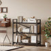 3 Tier Bookshelf 31.49" Width, Wood and Metal Etagere Bookcase, Vintage Farmhouse Modern Wooden Big Book Shelf for Home Living Room Bedroom Office Storage(Black)