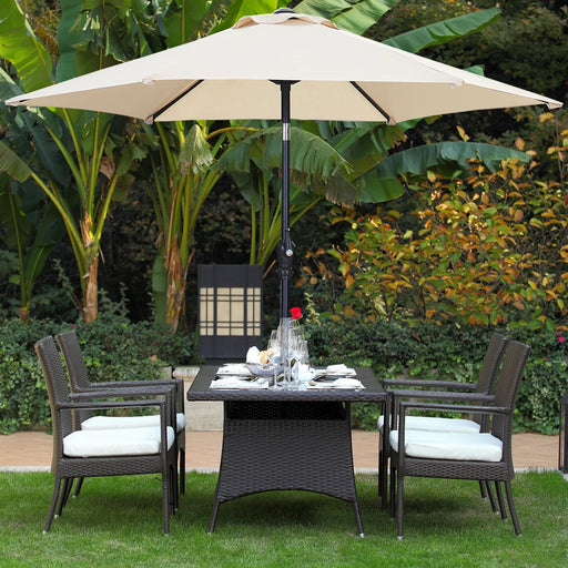 7.5FT Patio Umbrellas with Push Button Tilt and Crank, Khaki