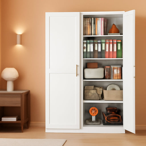 SeventyOneInch Metal Pantry Cabinet White Shelves UltraDurable