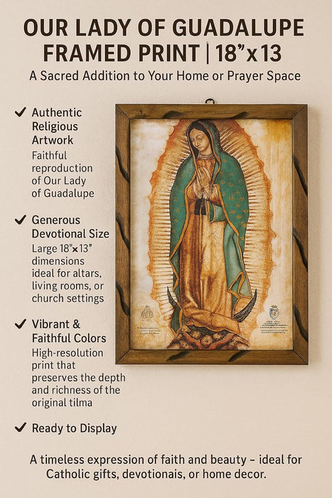 Mrcjsales - Our Lady of Guadalupe Oil Painting, 13"X18" Inches, Rustic Frame, Religious Art, Home & Church Decor
