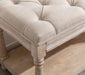Farmhouse Tufted Storage Ottoman Bench with Shelf, 31.5" Width Linen Upholstered Entryway Shoe Ottoman Foot Stool for Bedroom Living Room Dining Room, Beige