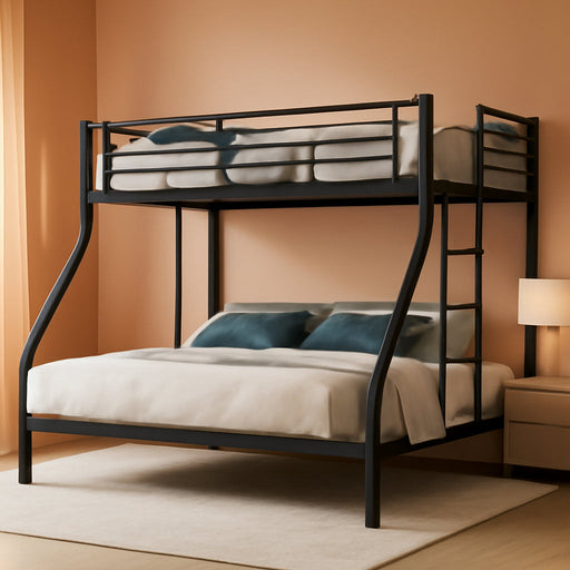 TwinXLOverQueen Bunk Bed HeavyDuty Metal Black Finish