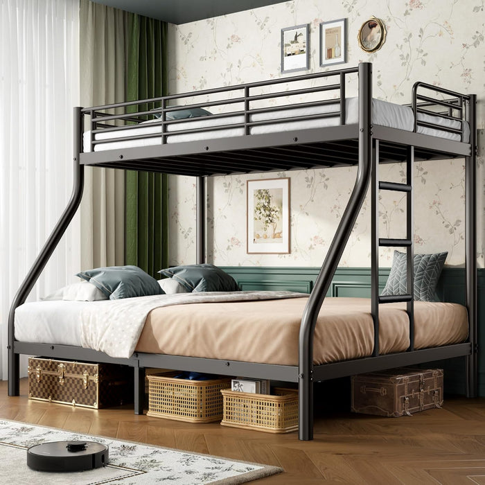 TwinXLOverQueen Bunk Bed HeavyDuty Metal Black Finish