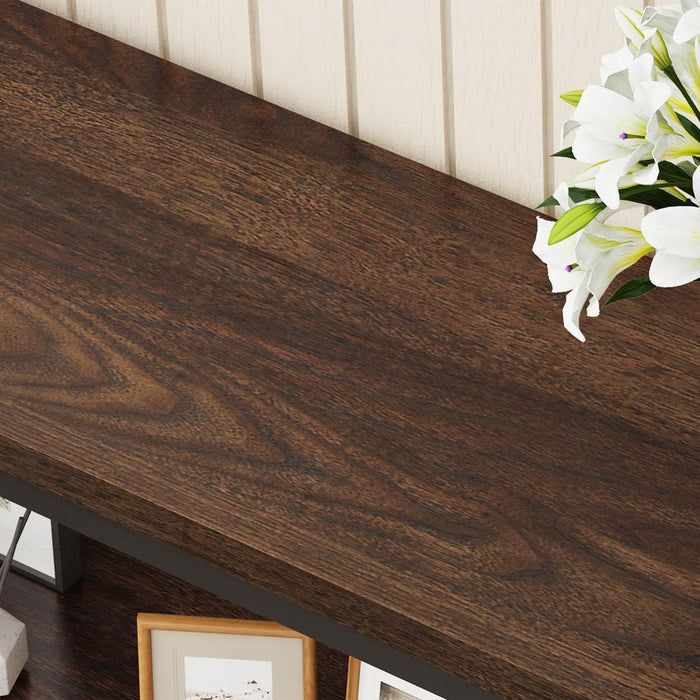 Console Table for Entryway, Modern Entry Table with 3 Tier Shelves, Couch Tables behind Sofa for Living Room (55 Inch, Dark Walnut)