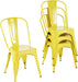 Metal Dining Chair Farmhouse Tolix Style for Kitchen Dining Room Café Restaurant Bistro Patio, 18 Inch, Stackable, Waterproof Indoor/Outdoor (Sets of 4) (Steel Seat, Yellow)