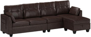 Faux Leather Sectional Sofa Couch Reversible L Shaped Couch Sofa 4 Seat Sofa Sectional Couch for Small Apartment