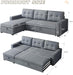 Light Grey Sectional Sofa Bed L-Shaped, 81.5", Storage