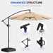 10Ft Cantilever Patio Umbrella with Base Included, 30 MPH Wind-Resistant Offset Outdoor Hanging Umbrella with 45 Degree Infinite Tilt and Smooth Crank, 260Gsm Solution-Dyed 8-Year Fade-Resistant Canopy for Backyard Pool Deck, Beige