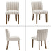 Upholstered Parsons Chair Set of 2, Linen Fabric Khaki Striped Dining Chairs with Walnut Wood Leg Cushioned Back Modern Rustic Side Chairs for Living Room/Kitchen/Dining/Restaurant