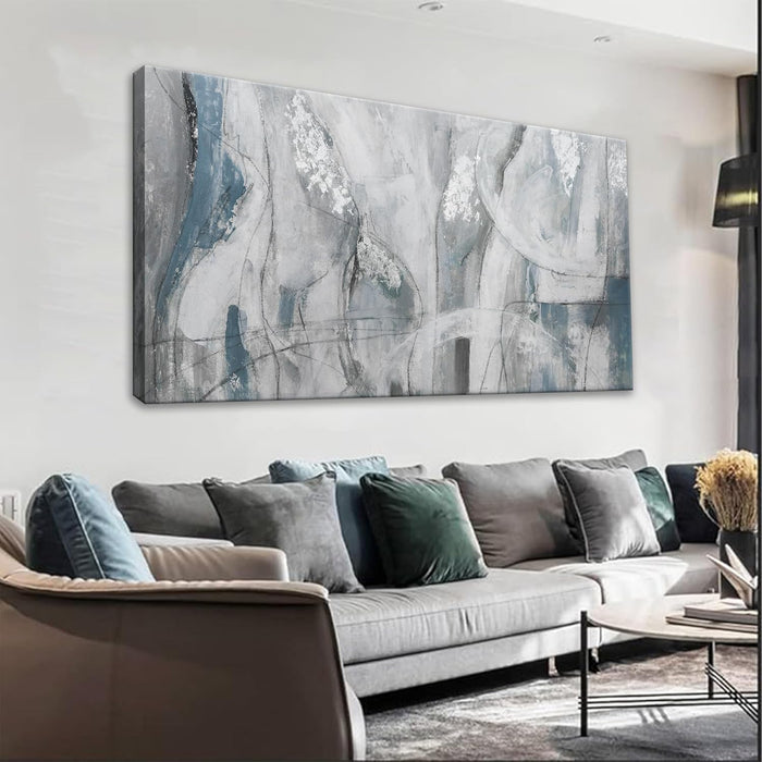 Abstract Wall Art Ready to Hang White Wall Art Modern Fantasy Paintings Blue White Abstract Wall Decor Prints Canvas Art Wall Decor Painting for Bedroom Office Decoration 20" X 40"