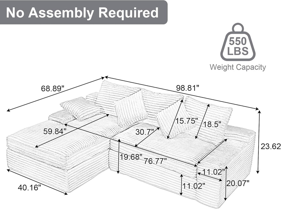 Celestial Cloudlike Modular Sectional Sofa 99Inch Emerald