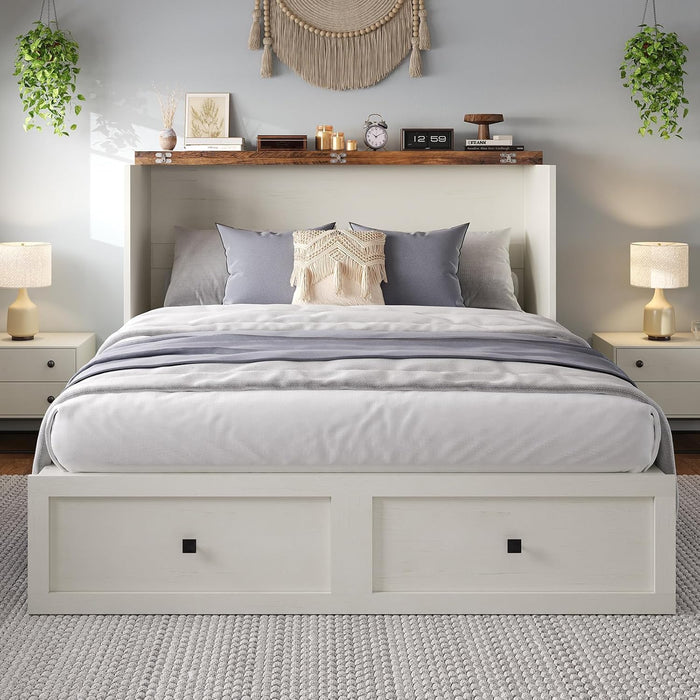 Farmhouse Murphy Bed With 900LbsCapacity Charging Station