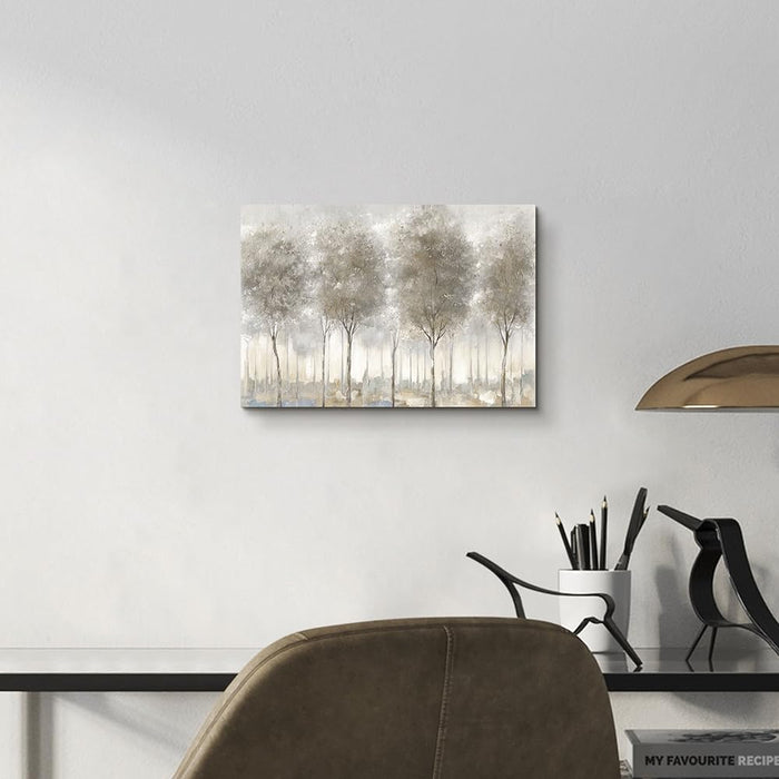 Tree Painting Canvas Wall Art: Nature Forest Landscape Picture Modern Gray Abstract Artwork for Living Room Bedroom