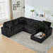 Black 122Inch U Shaped Sleeper Sectional USBChargingPorts