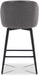 Counter Height Bar Stools Set of 3, 360° Swivel Upholstered Barstools with Backs and Metal Legs, 26" H Seat Height, Faux Leather in Grey