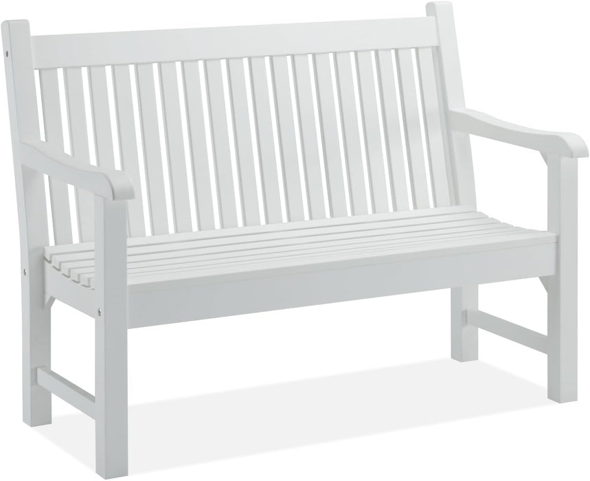 2-Person Poly Lumber Outdoor Bench with 700 Lbs Weight Capacity – Weatherproof Garden Seating For, Balcony Porch & Park, All-Weather Fade-Resistant Patio Furniture (White)
