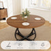 Extendable Round Dining Table Walnut Finish Modern