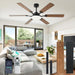 60 Inch Ceiling Fans with Lights, Large Modern Brown Ceiling Fan with Light and Remote Control, 6 Double Sided Blades, 6 Speed Reversible Motor, Dimmable LED, Silent Timing, Indoor Outdoor Patio Use
