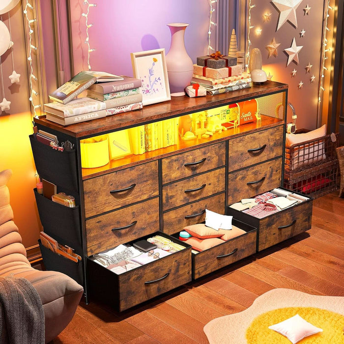 brown dresser tv stand Cambie Carved Wood Dresser TV Stand with Drawers