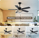 Black 42Inch Chandelier Ceiling Fan App Smart Lighting