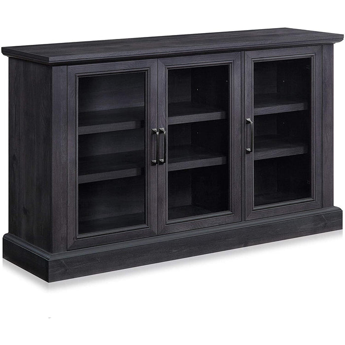 Rustic Gray Wood Sideboard with Glass Doors