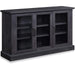 Rustic Gray Wood Sideboard with Glass Doors