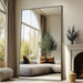 72"X44" Oversized Black Full Length Mirror, Floor Standing or Wall Mounted with Hanging Kit, Shatterproof Tempered Glass Mirror for Living Room, Bedroom, Dressing Room, Gym