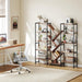 Triple 5 Tier Bookcase, 17 Open Display Shelves Industrial Bookshelf