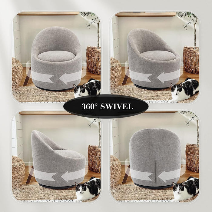 Light Grey ThreeSixty Swivel Armchair Hidden Storage