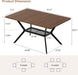 55 Inch Dining Table for 4-6, Rectangle Kitchen Table with Storage Shelf, Space Saving Modern Farmhouse Design with Sturdy Metal Legs for Dining Room & Small Apartments