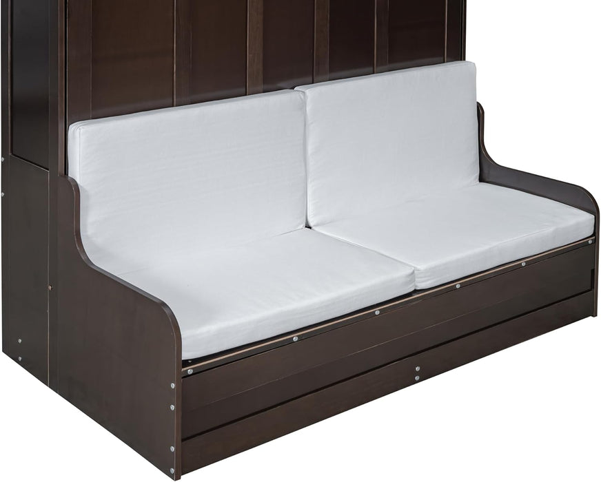 Queen Size MurphyBed WithSofa EspressoFinish SolidWood