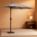 9FT Half Patio Umbrella, Outdoor Wall Umbrella with Crank & 5 Sturdy Ribs, Table 1/2 Umbrella Patio for Garden, Deck, Balcony and Pool, Foggy Gray