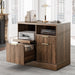 3 Drawer File Cabinet, Fluted Wood Lateral Filing Cabinet with Charging Station for Home Office, Fits for A4/Letter-Sized Files, Printer Stand with Open Storage Shelves, Black Walnut