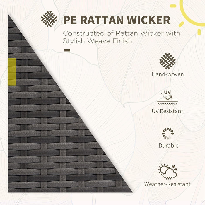 4 Piece Wicker Patio Furniture Set with Cushions, Outdoor Sectional Furniture with 2 Sofa, Loveseat, and Glass Top Coffee Table, Conversation Sofa Sets for Garden, Gray