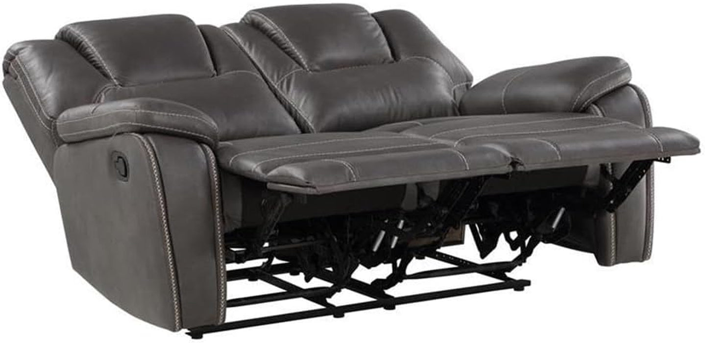 Manual Recliner Loveseat - Charcoal Faux Leather