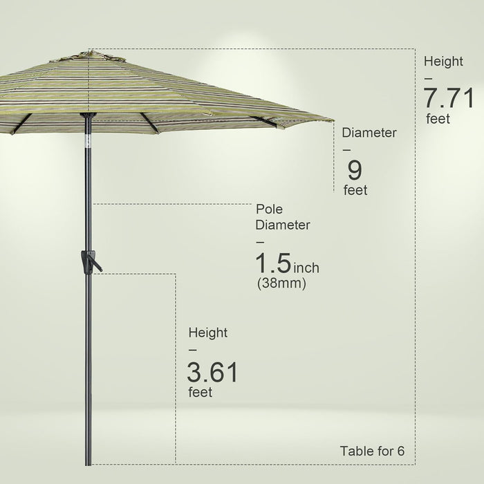 Patio Market Outdoor Table Umbrella with Push Button Tilt and Crank, Large Sun Umbrella with Sturdy Pole & Fade Resistant Canopy, Easy to Set