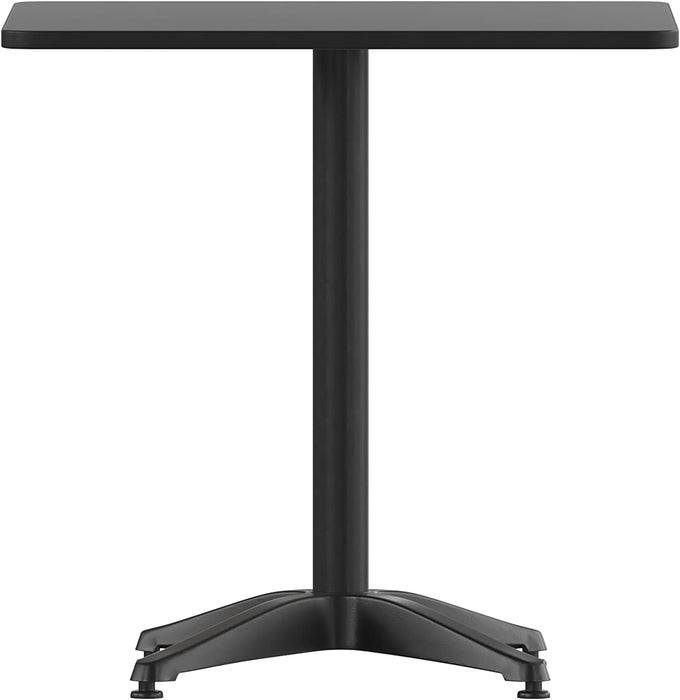 Rhea 27.5" Square Glass Metal Table with 4 Slat Back Chairs - Black - 5 Piece Patio Set - All-Weather for Indoor/Outdoor Use