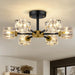 Black Six Light Crystal Industrial Sputnik Chandelier