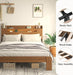 Wooden Queen Bed Frame with Storage Headboard, Farmhouse Platform